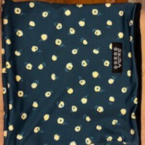 Skida Neckwarmer, Green with Yellow flowers lined with Polartec micro fleece, OS